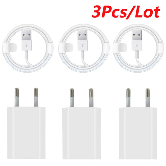 3x Plug Charger with USB to USBC Cable